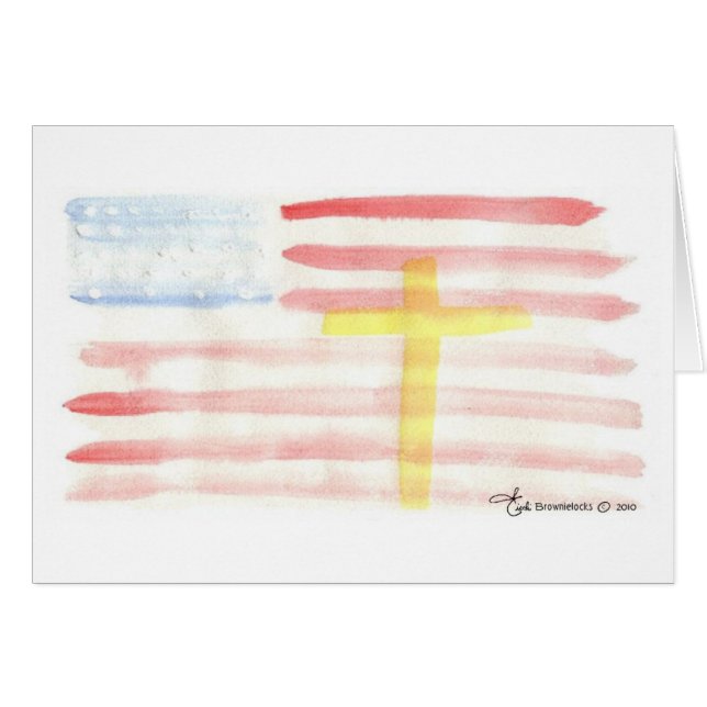 Aquarell-Flagge mit QuerCustomizeable Karte (Vorderseite (Horizontal))