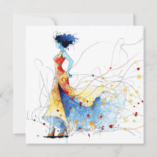 Aquarell Flamenco-Tänzerin – Freude in Bewegung #2 Feiertagskarte