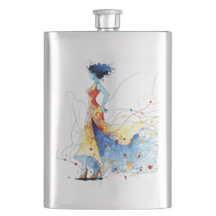 Aquarell Flamenco-Tänzerin – Freude in Bewegung #2 Flachmann