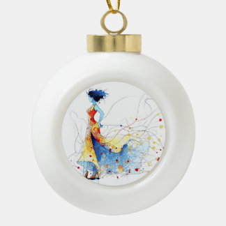 Aquarell Flamenco-Tänzerin – Freude in Bewegung #2 Keramik Kugel-Ornament