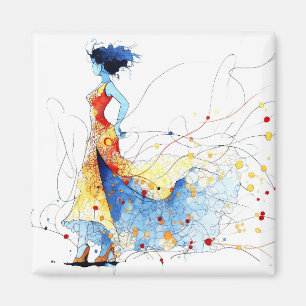 Aquarell Flamenco-Tänzerin – Freude in Bewegung #2 Magnet