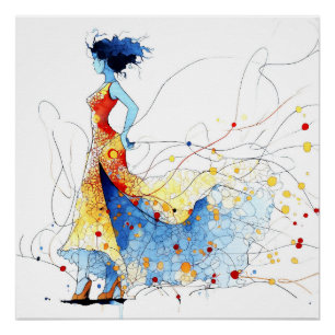 Aquarell Flamenco-Tänzerin – Freude in Bewegung #2 Poster