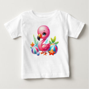 Aquarell-Flamingo-Cartoon-ClipArt-95059 Baby T-shirt