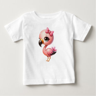 Aquarell-Flamingo-Cartoon-ClipArt-95059 Baby T-shirt
