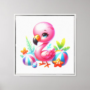 Aquarell-Flamingo-Cartoon-ClipArt-95059 Leinwanddruck