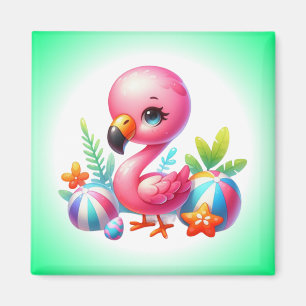 Aquarell-Flamingo-Cartoon-Cliparts  Magnet