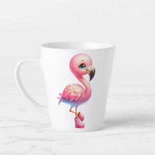 Aquarell-Flamingo-Cartoon-Grafiken Milchtasse