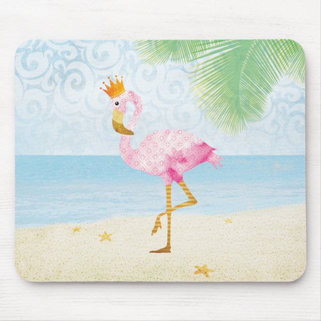 Aquarell-Flamingo mit königlicher Krone Mousepad (Vorne)