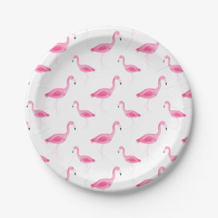 Aquarell-Flamingo-Muster Pappteller