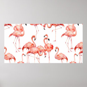 Aquarell-Flamingo nahtloses Muster. Handgemalt Poster
