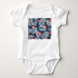Aquarell-Flamingo: Rosa tropische Eleganz. Baby Strampler