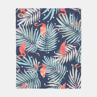 Aquarell Flamingo: Rosa tropische Eleganz. Fleecedecke