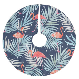Aquarell Flamingo: Rosa tropische Eleganz. Polyester Weihnachtsbaumdecke