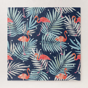 Aquarell Flamingo: Rosa tropische Eleganz. Puzzle