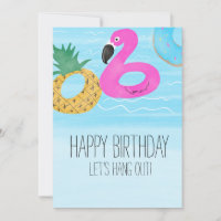Aquarell Flamingo Tropischer Pool Geburtstag Freun