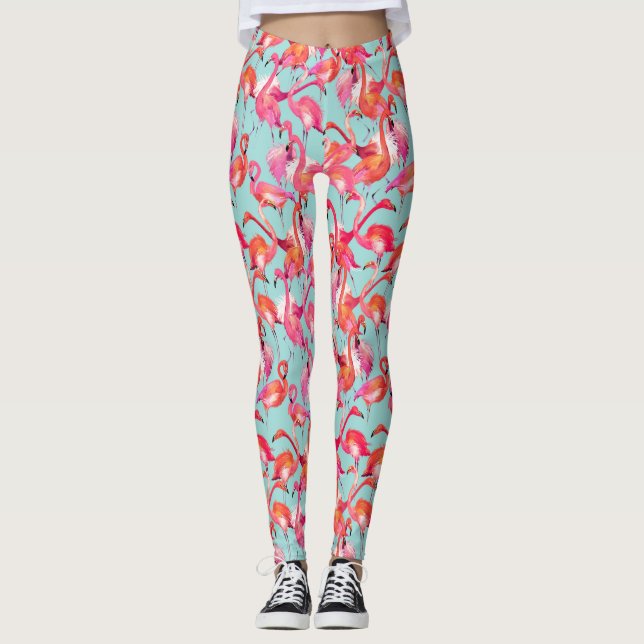 Aquarell-Flamingos erfassten 2 Leggings (Vorderseite)