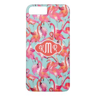 Aquarell-Flamingos erfassten   Monogramm Case-Mate iPhone Hülle