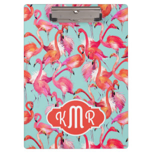 Aquarell-Flamingos erfassten   Monogramm Klemmbrett
