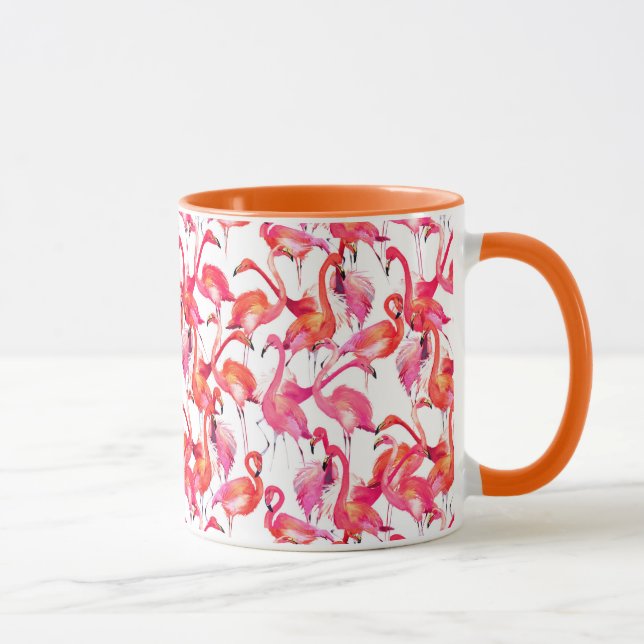 Aquarell-Flamingos in den Aquarellen Tasse (Rechts)
