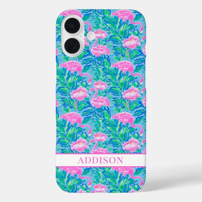 Aquarell-Flamingos mit Monogramm Case-Mate iPhone Hülle (Rückseite)