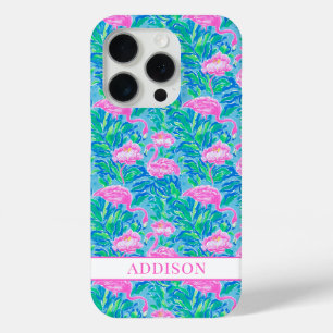 Aquarell-Flamingos mit Monogramm Case-Mate iPhone Hülle