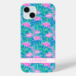 Aquarell-Flamingos mit Monogramm Case-Mate iPhone Hülle
