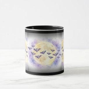 Aquarell-Fledermäuse Vollmond Halloween-Tasse Tasse