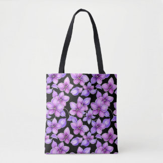 Aquarell Flieder Floral Schwarze Tragetasche