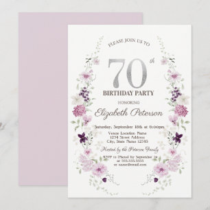 Aquarell Flieder Wildblumen 70. Geburtstag Einladung