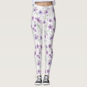 Aquarell-Flieder-Wildblumen-Muster-Leggings Leggings
