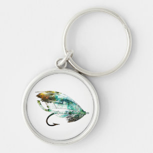 Aquarell-Fliegen-Fischen-Köderkunst Schlüsselanhänger