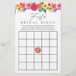 Aquarell Flora Fiesta Brautparty Bingo Game