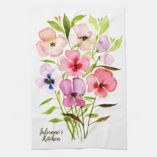 Aquarell Flora Hübsche Wildblumen Personalisiert Geschirrtuch