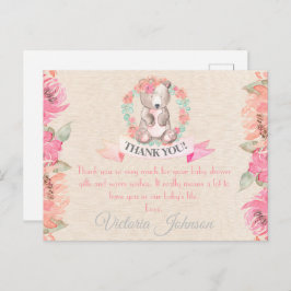 Aquarell Floral Baby Bear Baby Dusche Vielen Dank Postkarte