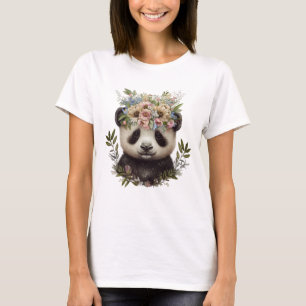 Aquarell Floral Baby Panda Niedlich T-Shirt