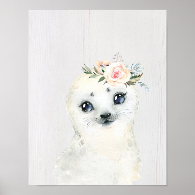 Aquarell Floral Baby Siegel Snowy Animes Poster (Vorne)
