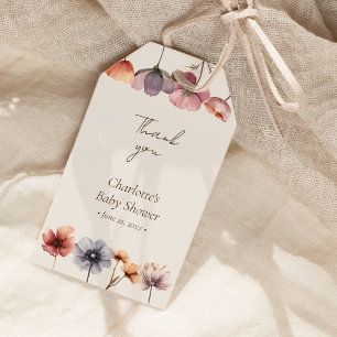 Aquarell Floral Beige Babydusche Vielen Dank Geschenkanhänger