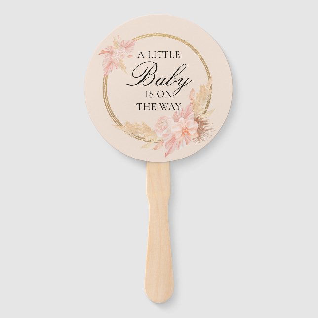 Aquarell Floral Boho Pink Babydusche Fächer (Vorderseite)