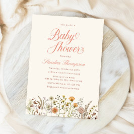 Aquarell Floral Boho Wildblume Babydusche Einladung