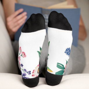 Aquarell Floral Bouquet - Romantische Peony & Wild Socken