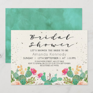 Aquarell Floral Cactus Bridal Dusche Einladung