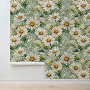 Aquarell Floral Daisy Garden Tapete