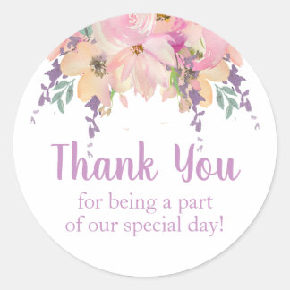 Aquarell Floral Danke Geburtstags-Gastgeschenk Hoc Runder Aufkleber