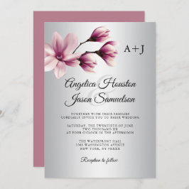 Aquarell Floral Dusty Mauve Taupe Gray Wedding Einladung