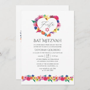 Aquarell Floral Fiesta Bat Mitzvah Einladung