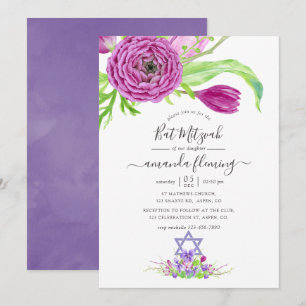 Aquarell Floral Frühjahr Bat Mitzvah Einladung