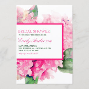 Aquarell Floral Fuschia Bridal Dusche Einladung