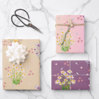 Aquarell Floral Geschenkpapier Set
