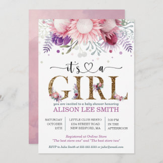 Aquarell Floral & Gold "The A Girl" Kinderdusche