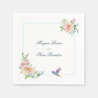 Aquarell Floral Kolibri Seersucker Hochzeit Serviette